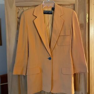 Ellen Tracy Women's Vibrant Tangerine Blazer 100% Wool Lined